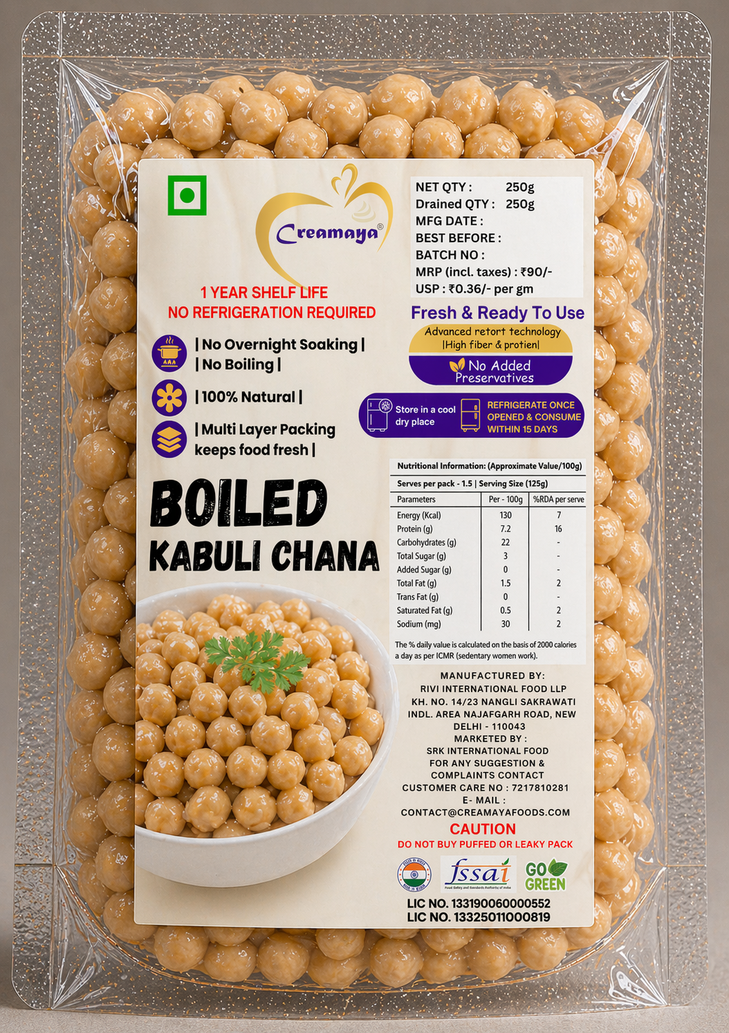 Cooked Kabuli Chana