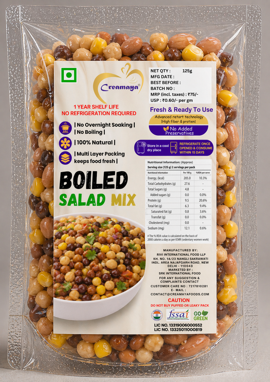 Protein-Rich Mixed Salad (Boiled Peanuts, Kaala Chana,Sweet Corn & Kabuli Chana)