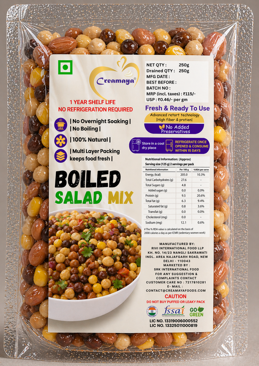 Protein-Rich Mixed Salad (Boiled Peanuts, Kaala Chana,Sweet Corn & Kabuli Chana)