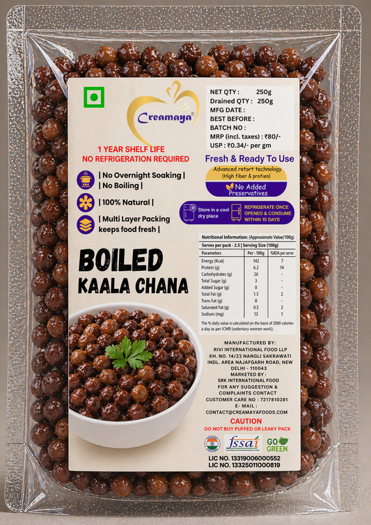 Cooked Kaala Chana (Black Chick Peas)